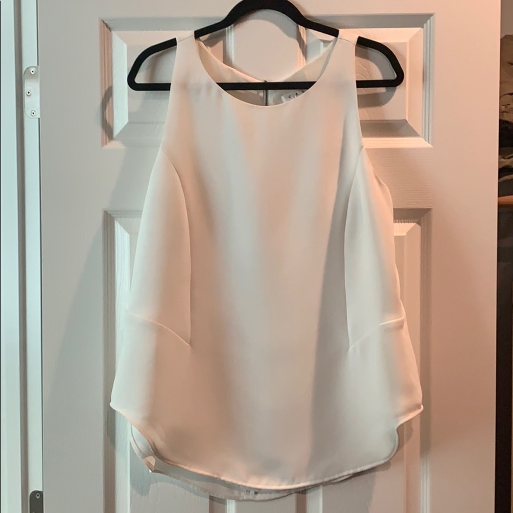 Cabi White Blouse Sleeveless SZ L Zipper Lined